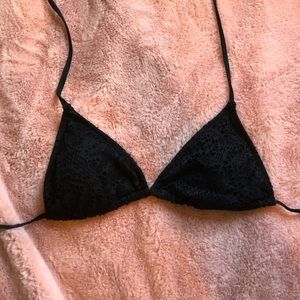 Black Triangle Crochet Bikini Top
